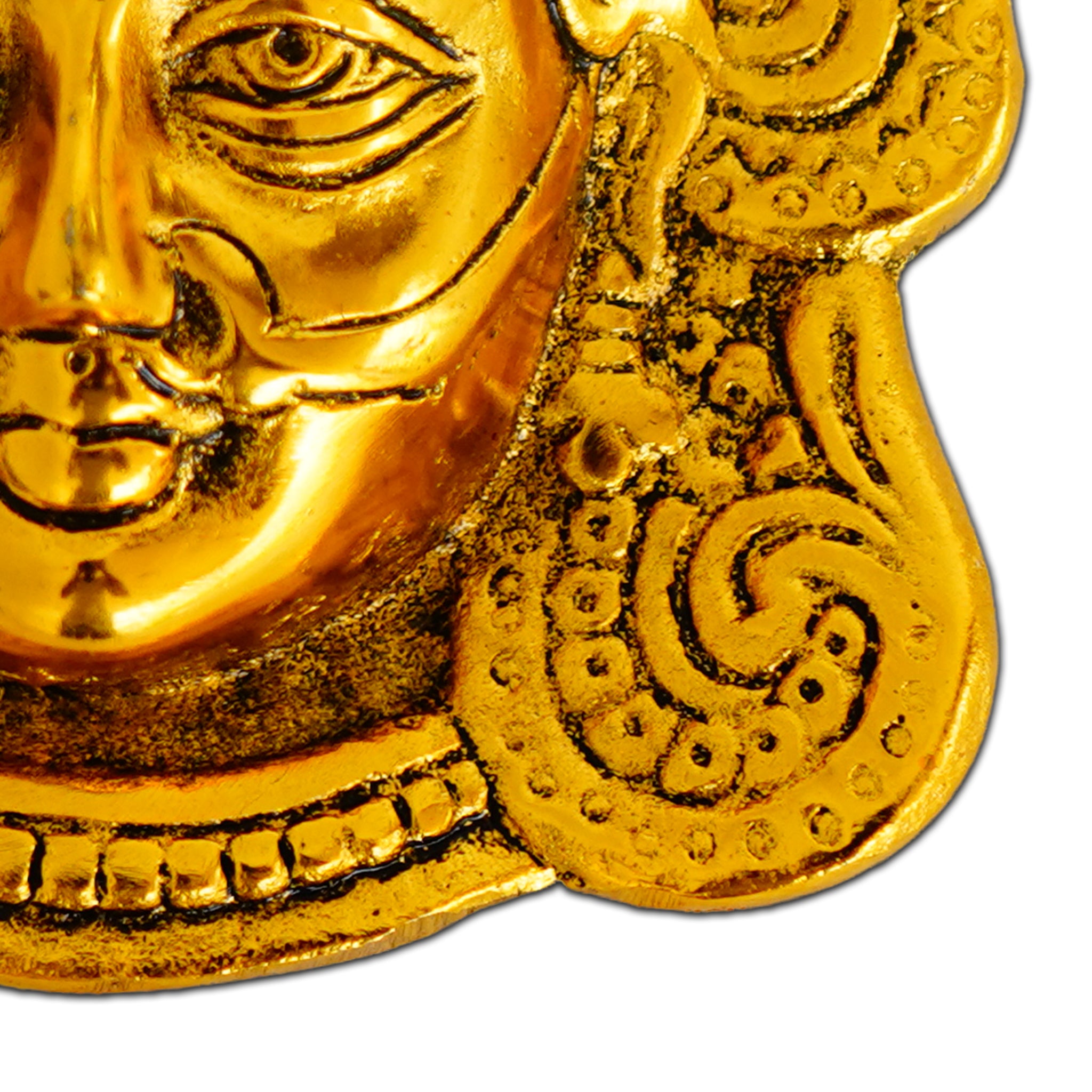 Goddess Durga Face Gillet Metal Hanging Idol in Golden Finish