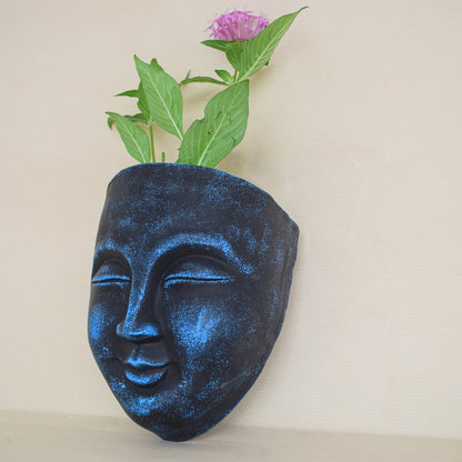 Handmade, Hand-Painted Hanging Terracotta Face Planter