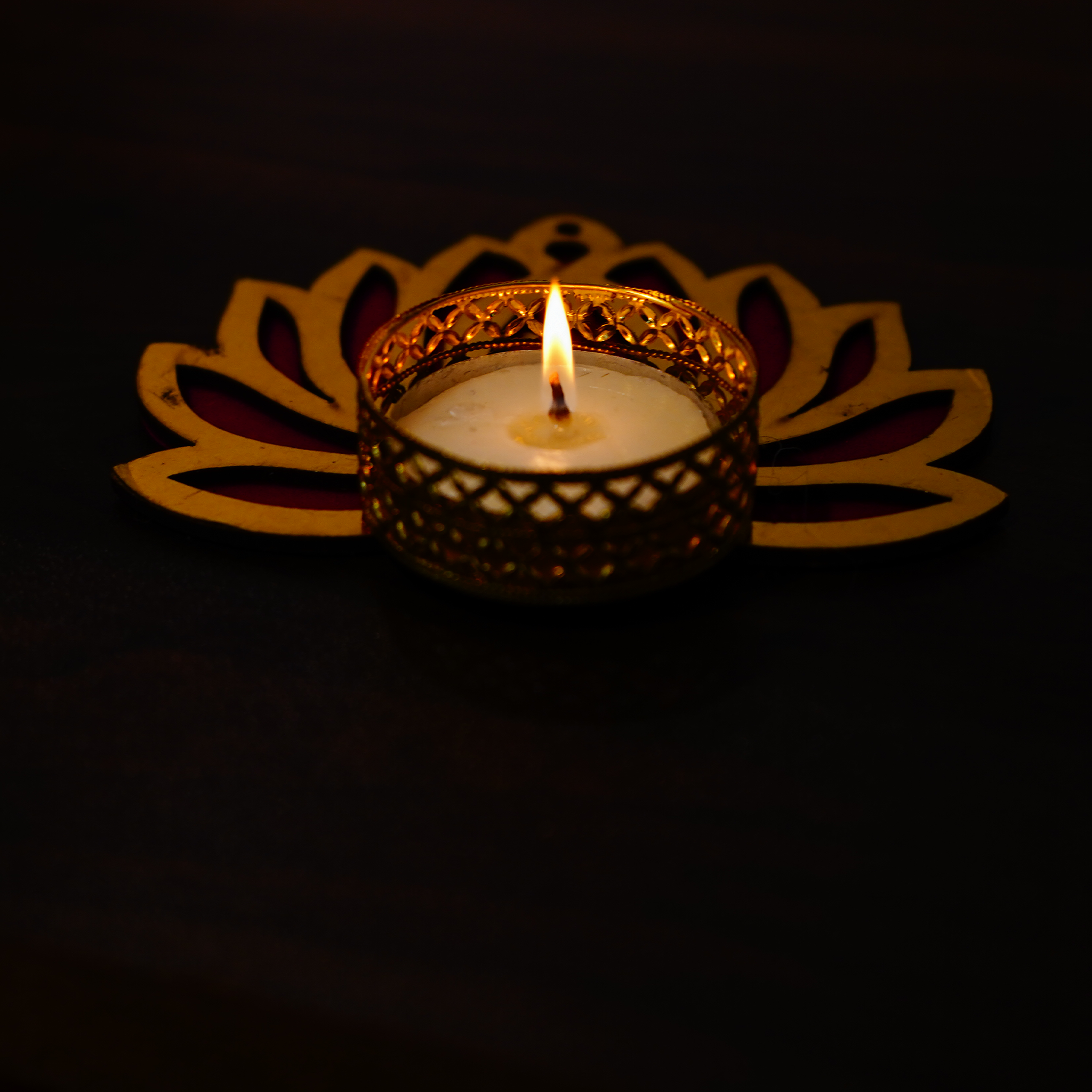 Lotus Shaped Diyas - Set of 4 Festive Oil Lamps for Diwali Decor