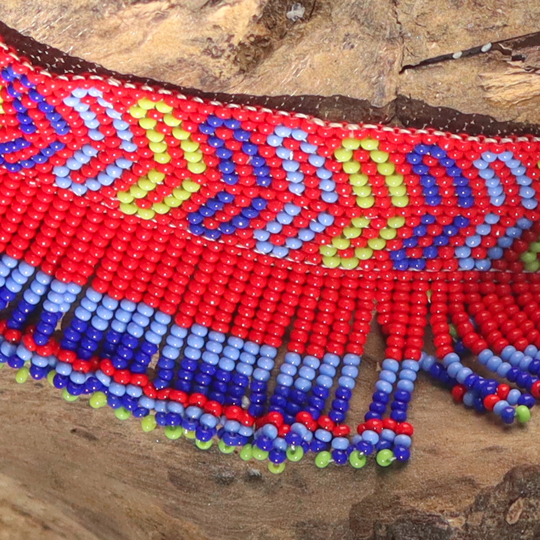 Kutch Bead work Neck piece - Red & Blue