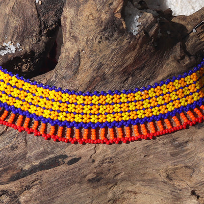 Bead work Neck piece - Violet & Yellow