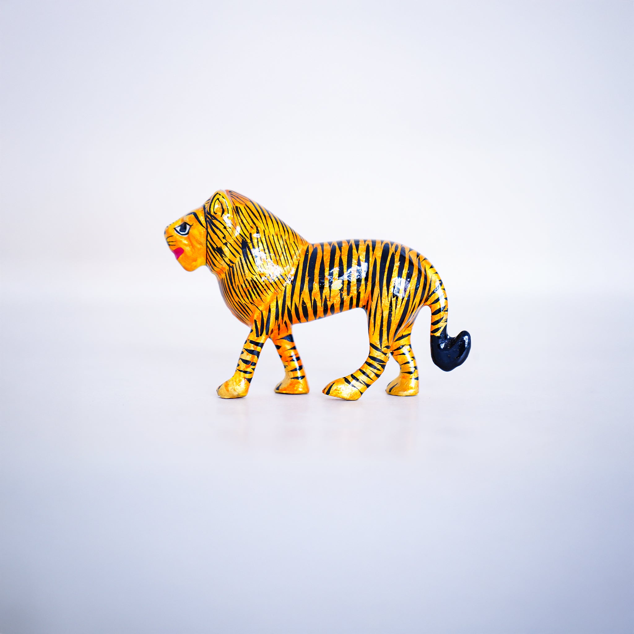 Elegant Handcrafted Meenakari Design Tiger Miniature -4 Inch