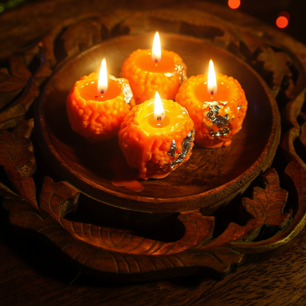 Laddoo Shaped Diyas – Festive Home Decor & Gifting Ideas( 4 Pieces)