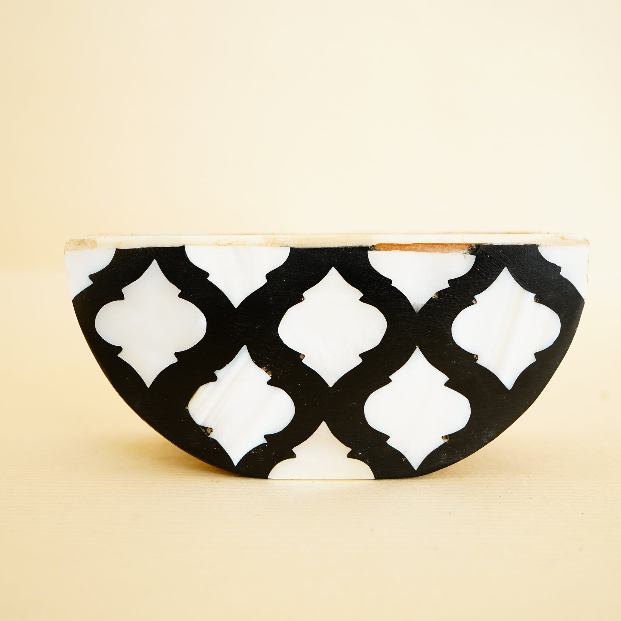 Stylish Round Wood Coasters with Black & White Pattern Shell Coaster