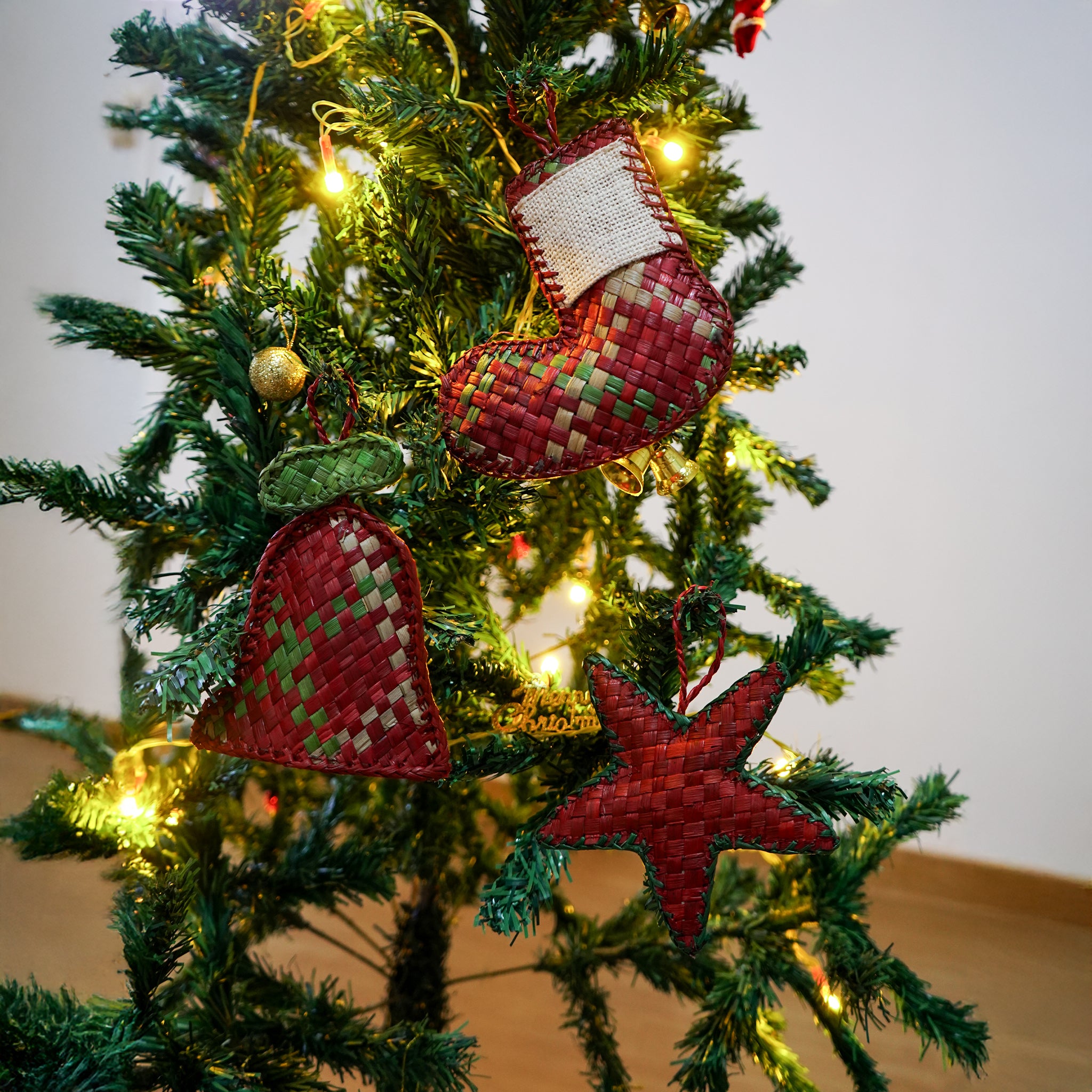 Eco-Friendly Christmas Tree Decoration Combo(Pack of 3) |Handmade Screw Pine