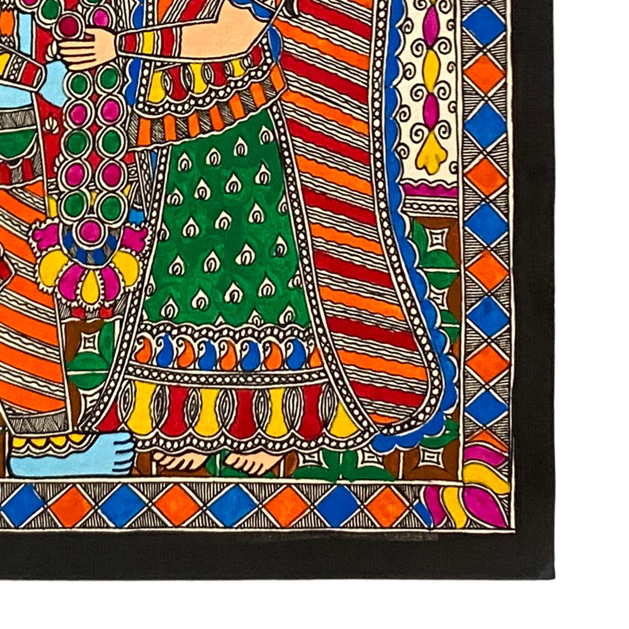 Hand Painted Madhubani Radha Krishna-Made to Order