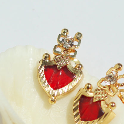 Red Palakka Earrings - Leaf Shape