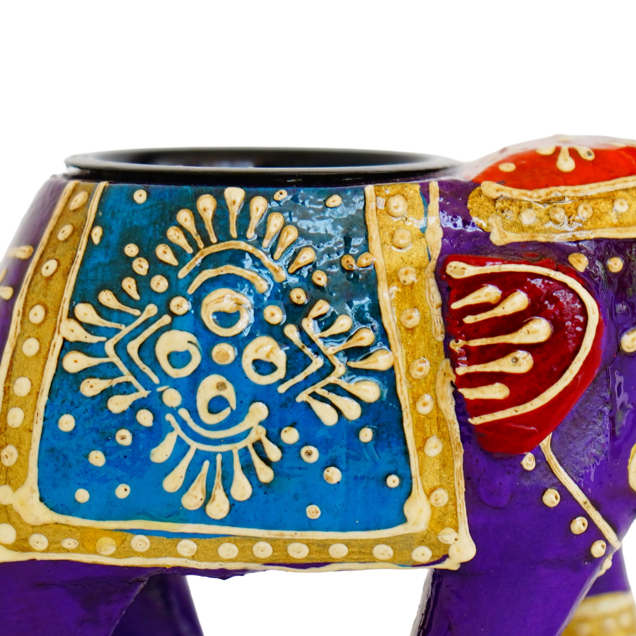 Elephant Candle Holder Indian Art Inspired Home Decor-Violet