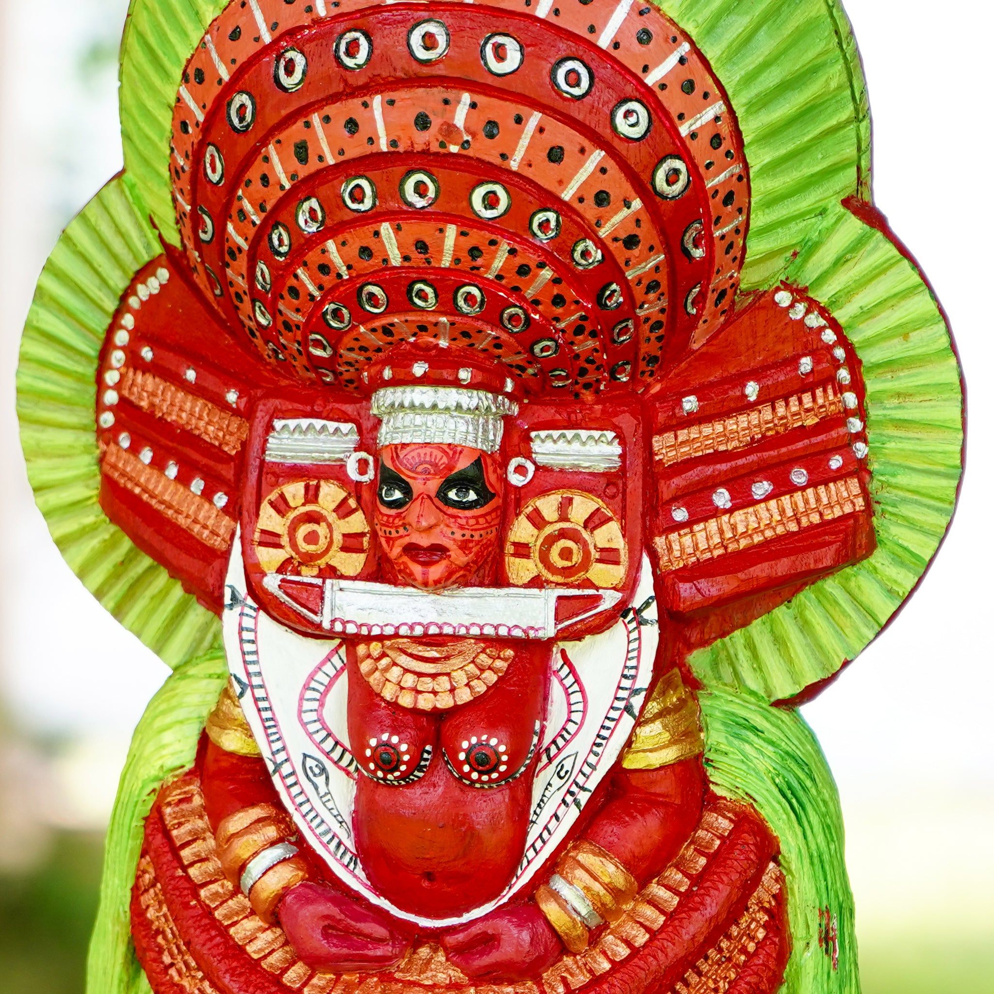 Handcrafted  Bhagavathi Theyyam Wooden Replica - Made to Order