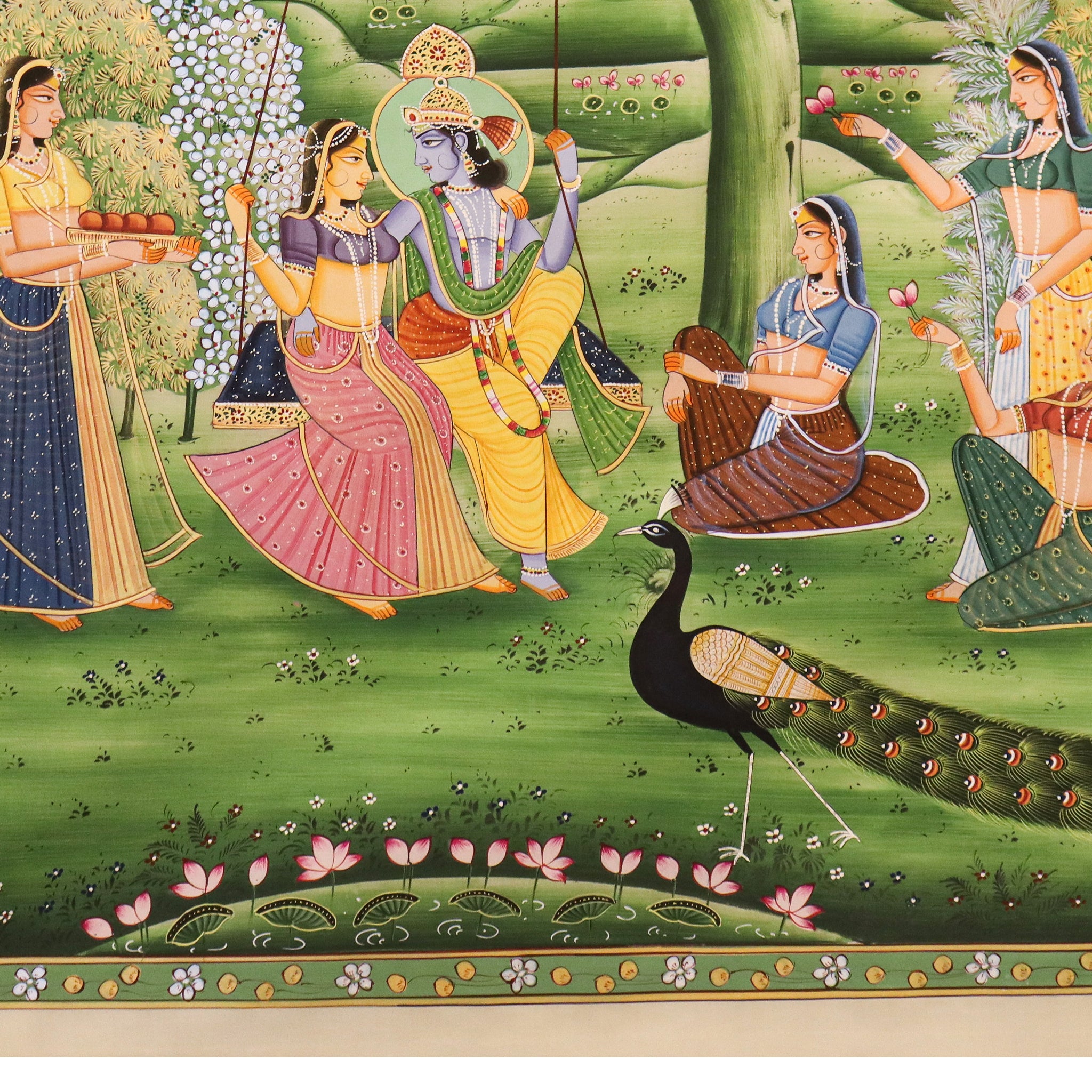 Handpainted Radha Krishna Raas Leela Under Kadamba Tree-Made to Order