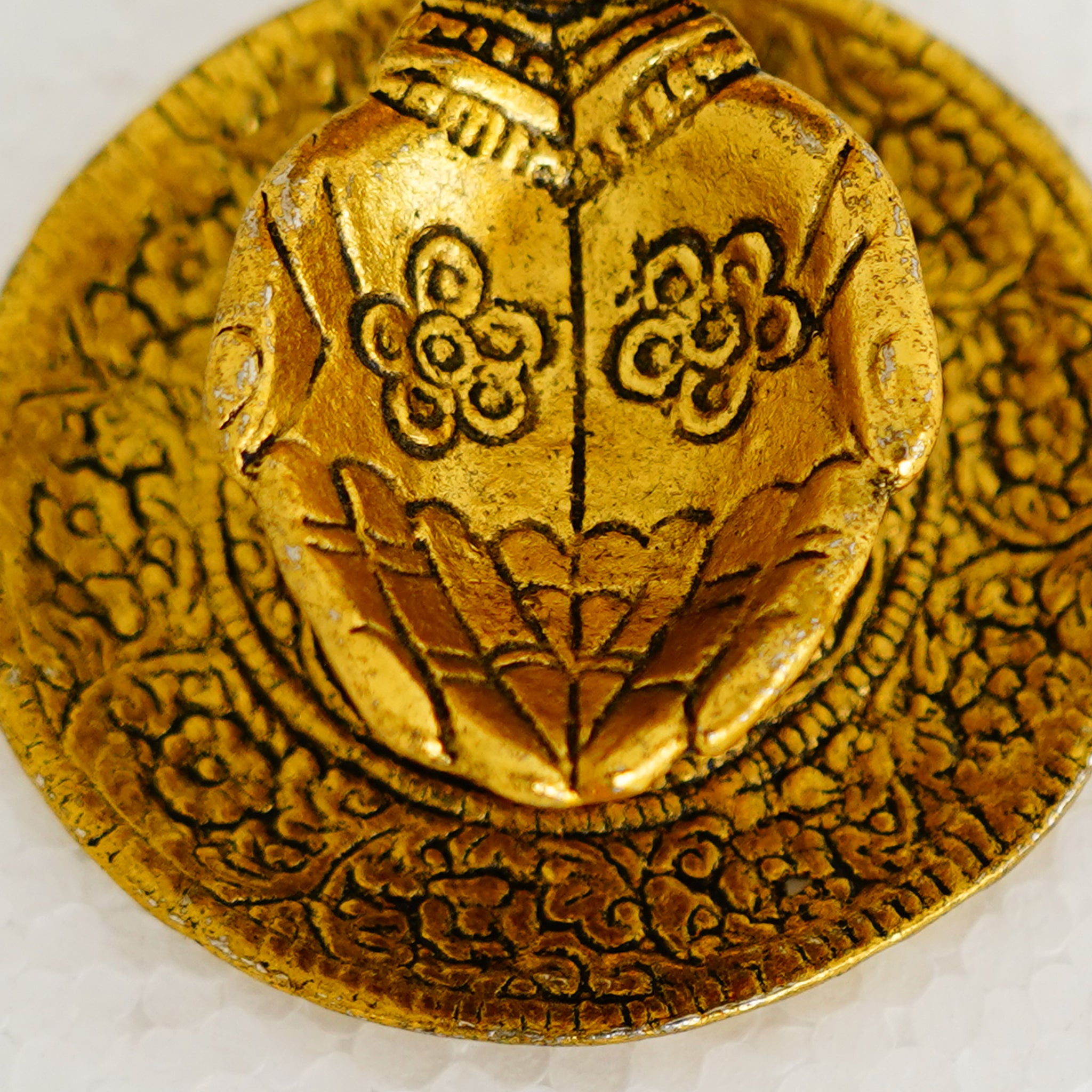 Ganesha Lakshmi Hand Diya Golden Gillet Metal Miniature Lamp