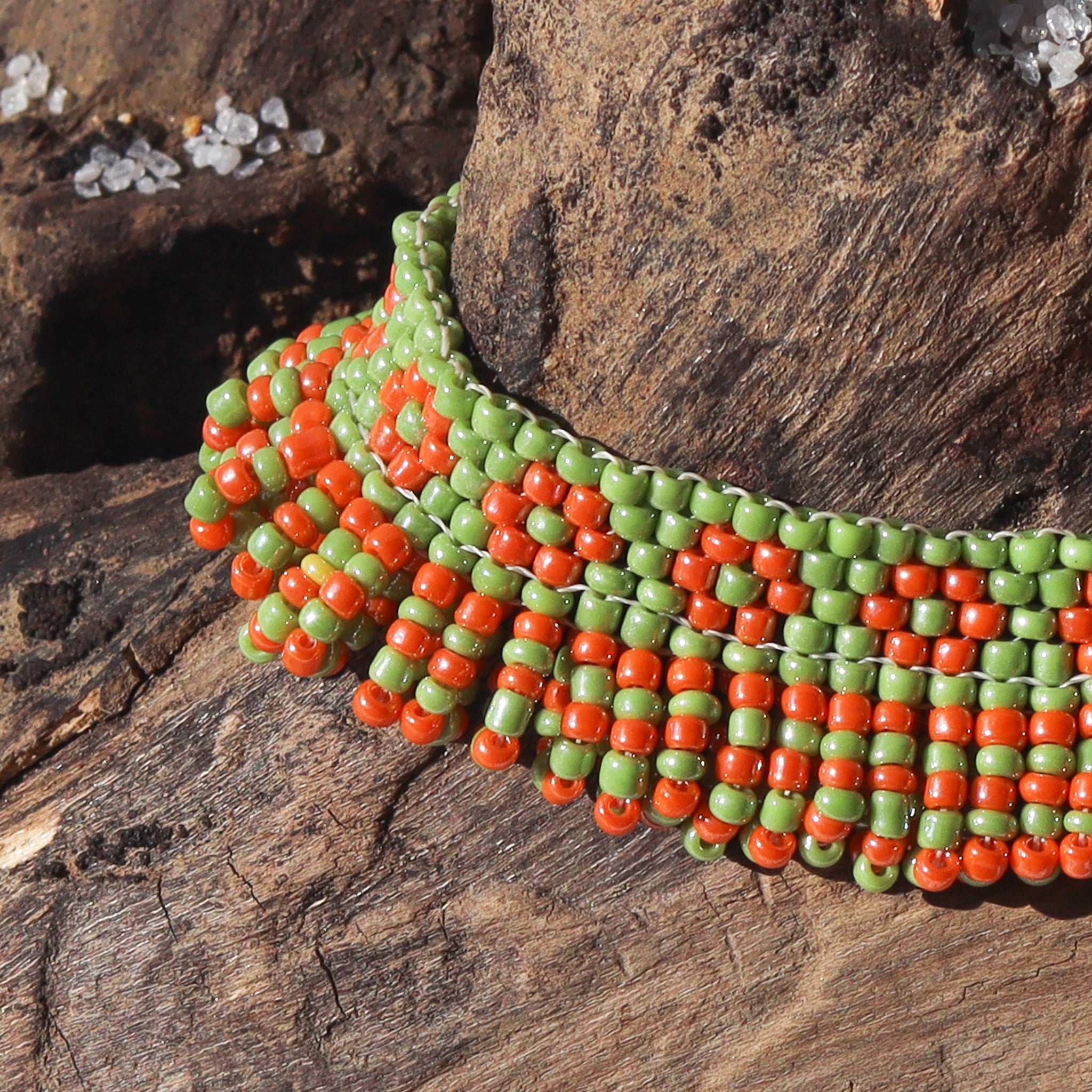 Kutch Bead work Neck piece - Green & Orange