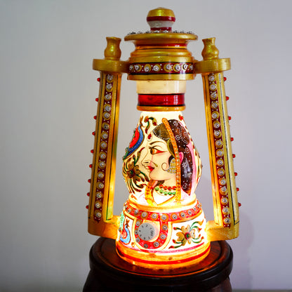 Kishangarh Marble Lantern with Rajasthani Woman Painting