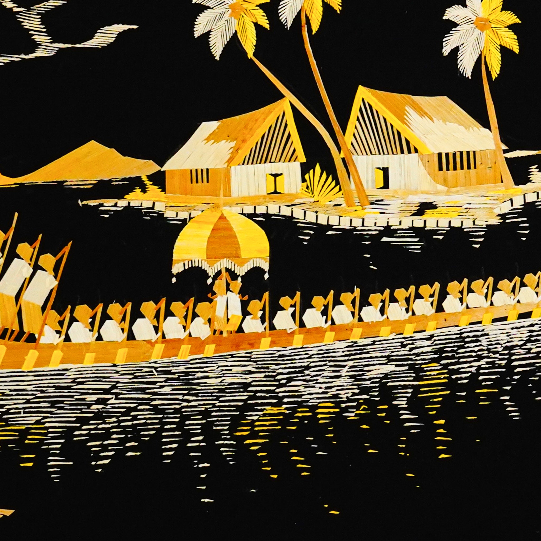 Eco-Friendly Traditional Kerala Straw Art - Village Vistas with Boat