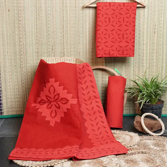 Shop Applique Cotton Suit Sets - Radiant Red Online