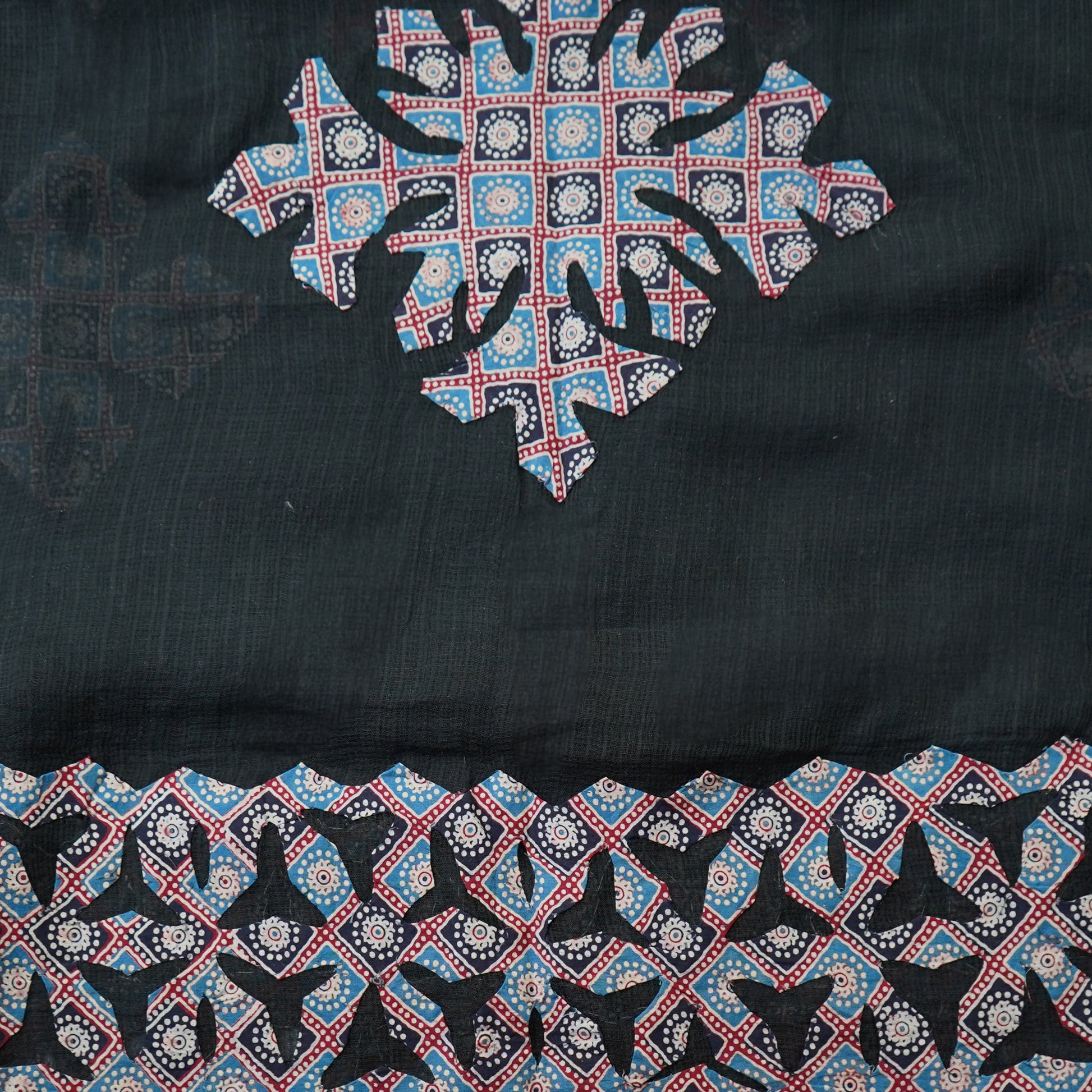 Shop Black & Blue Applique Kotadoria Dupatta Online