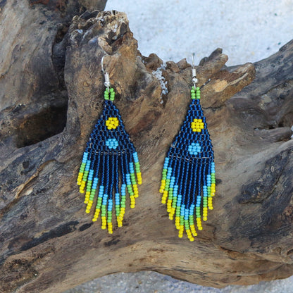 Kutch Bead Work Earring - Dark & Light Blue