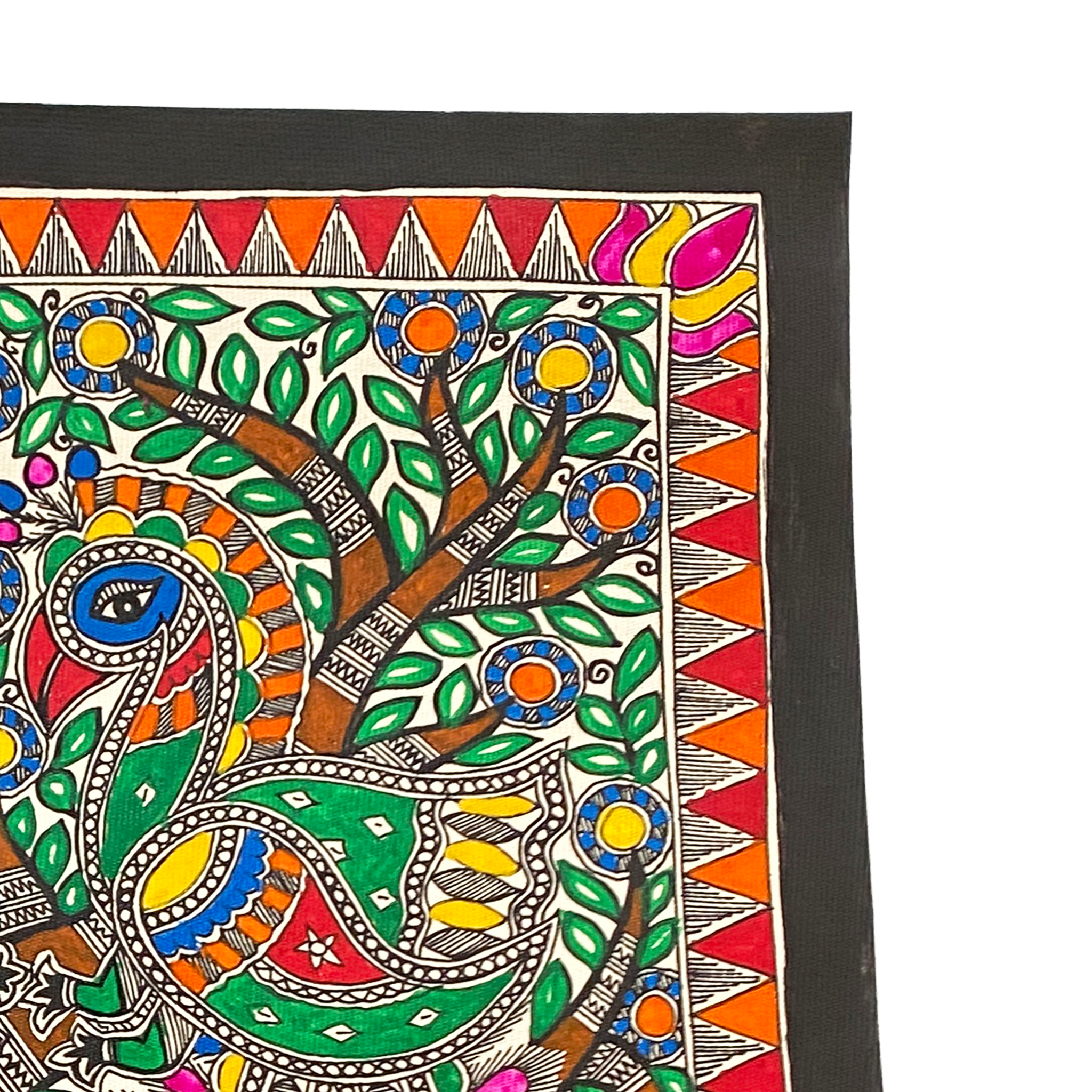 Hand Painted Colorful Madhubani Surabhimor - Made to Order