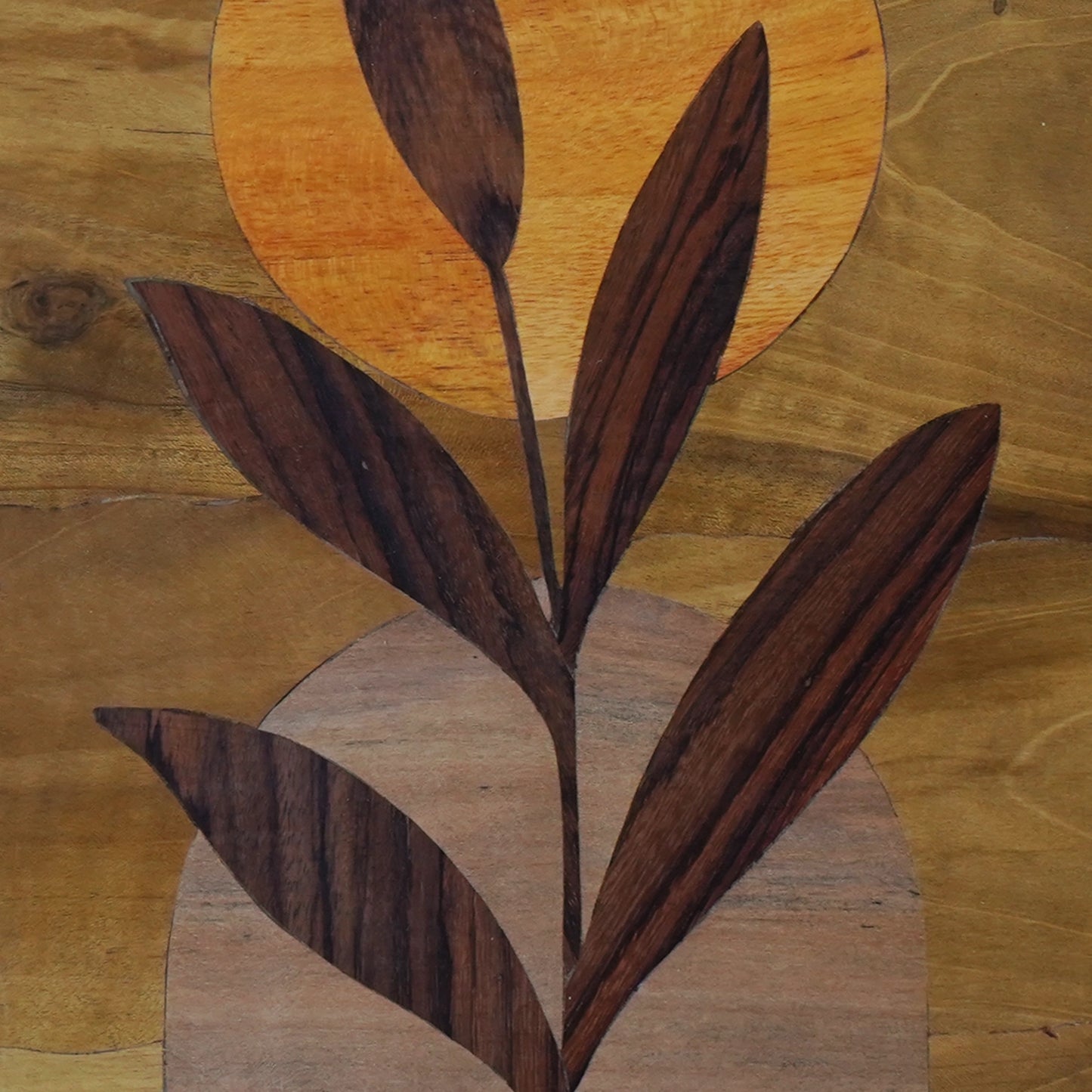 Mysore Wooden Inlay Artwork : Boho Leaf with Window