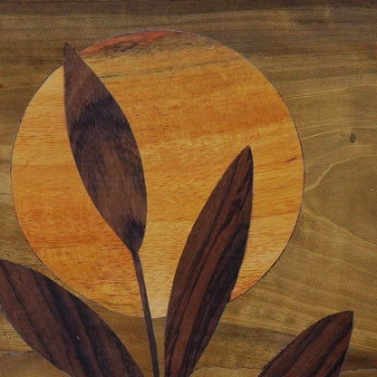 Mysore Wooden Inlay Artwork : Boho Leaf with Window