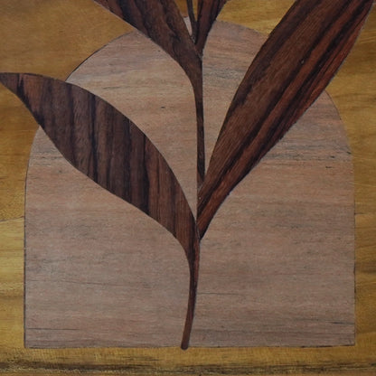 Mysore Wooden Inlay Artwork : Boho Leaf with Window