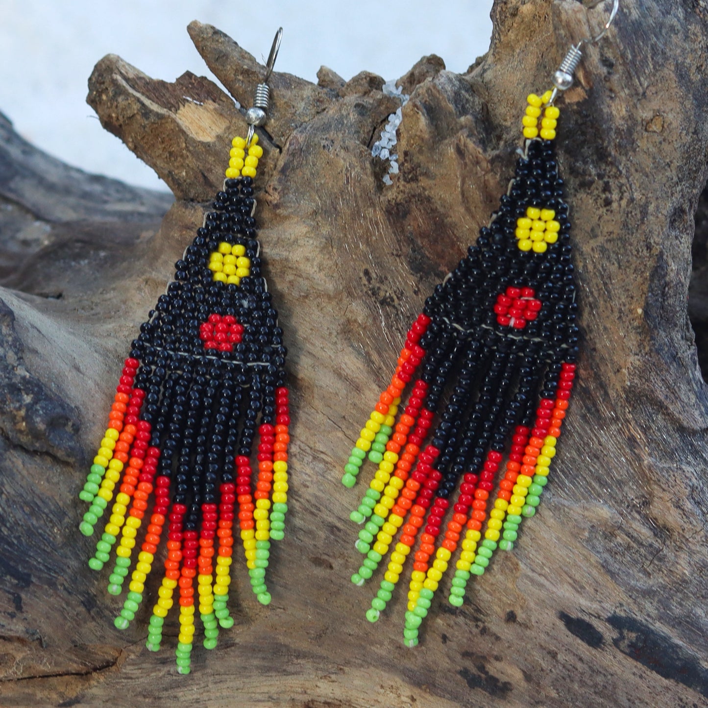 Kutch Bead Work Earring - Black & Red