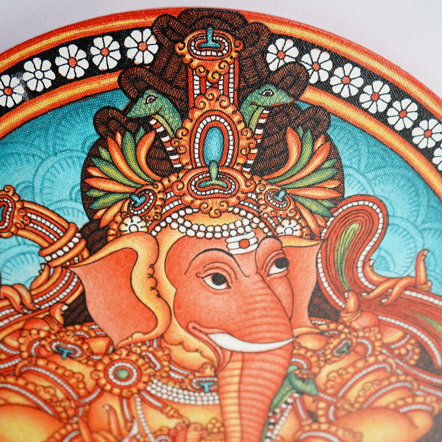 Kerala Mural Masterpiece: Lord Ganesha (Dia - 16 inches)