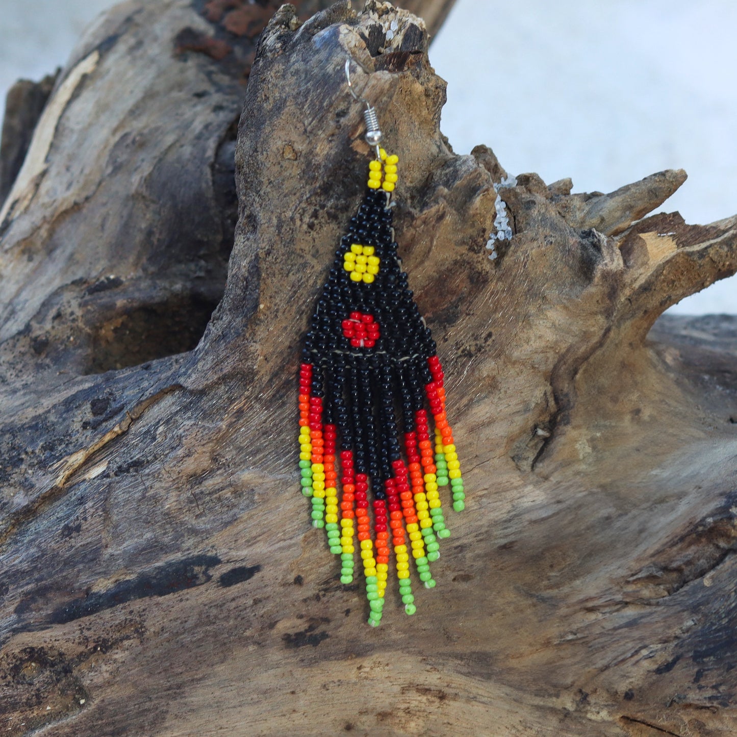 Kutch Bead Work Earring - Black & Red