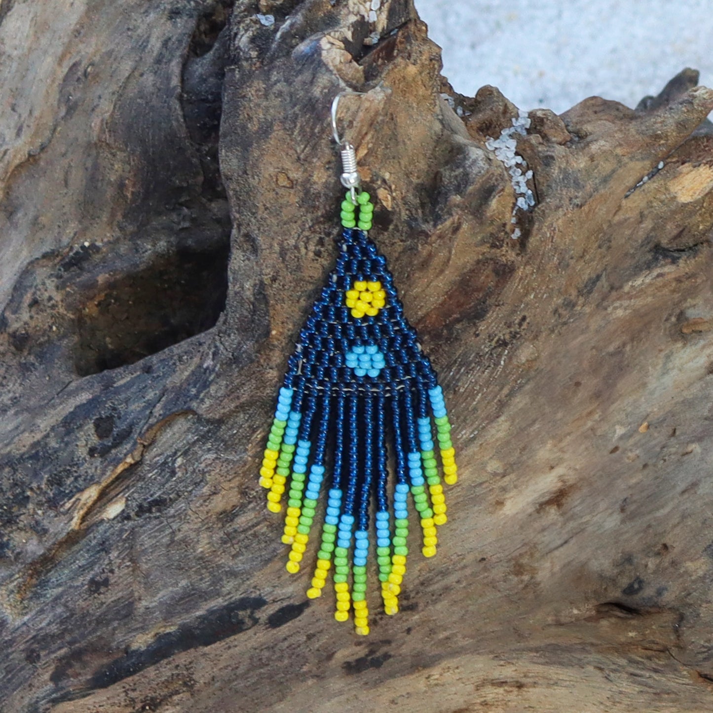 Kutch Bead Work Earring - Dark & Light Blue