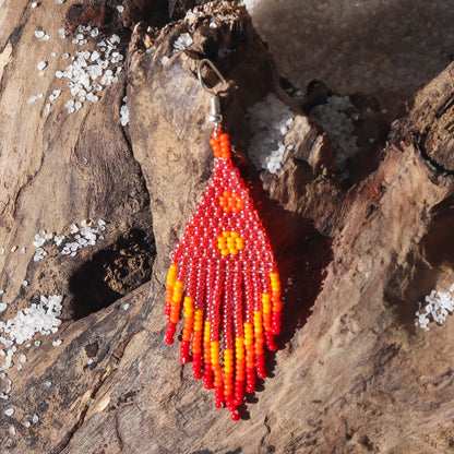 Kutch Bead Work Earring - Red, Yellow & Orange