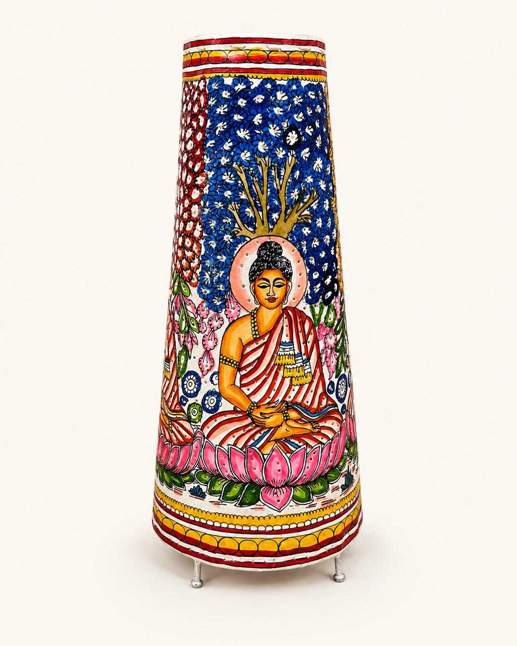 Traditional Multicolored Buddha Leather Floor Lamp 25 Inch