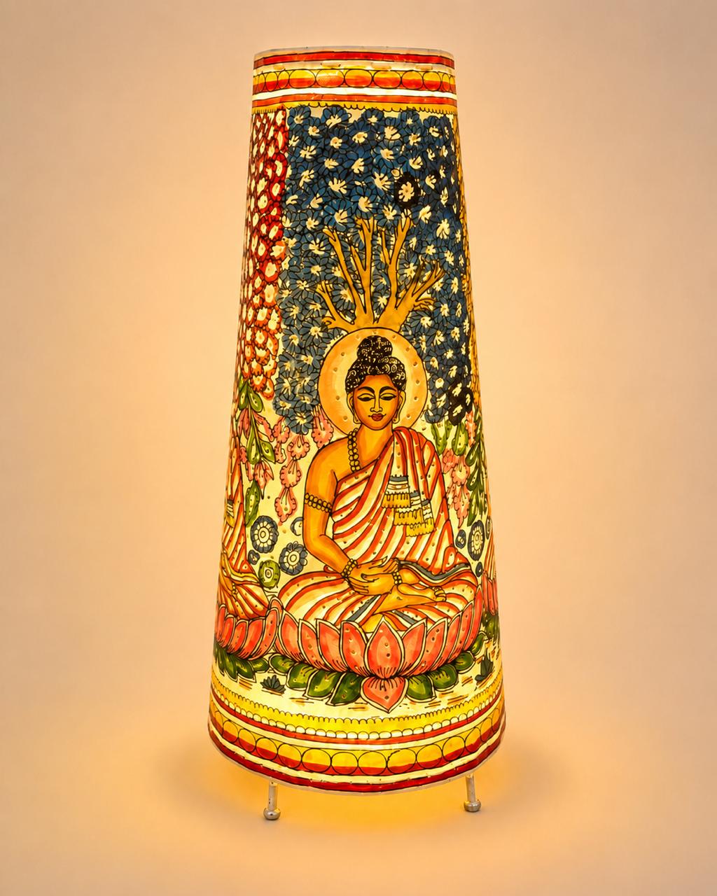 Traditional Multicolored Buddha Leather Floor Lamp 25 Inch