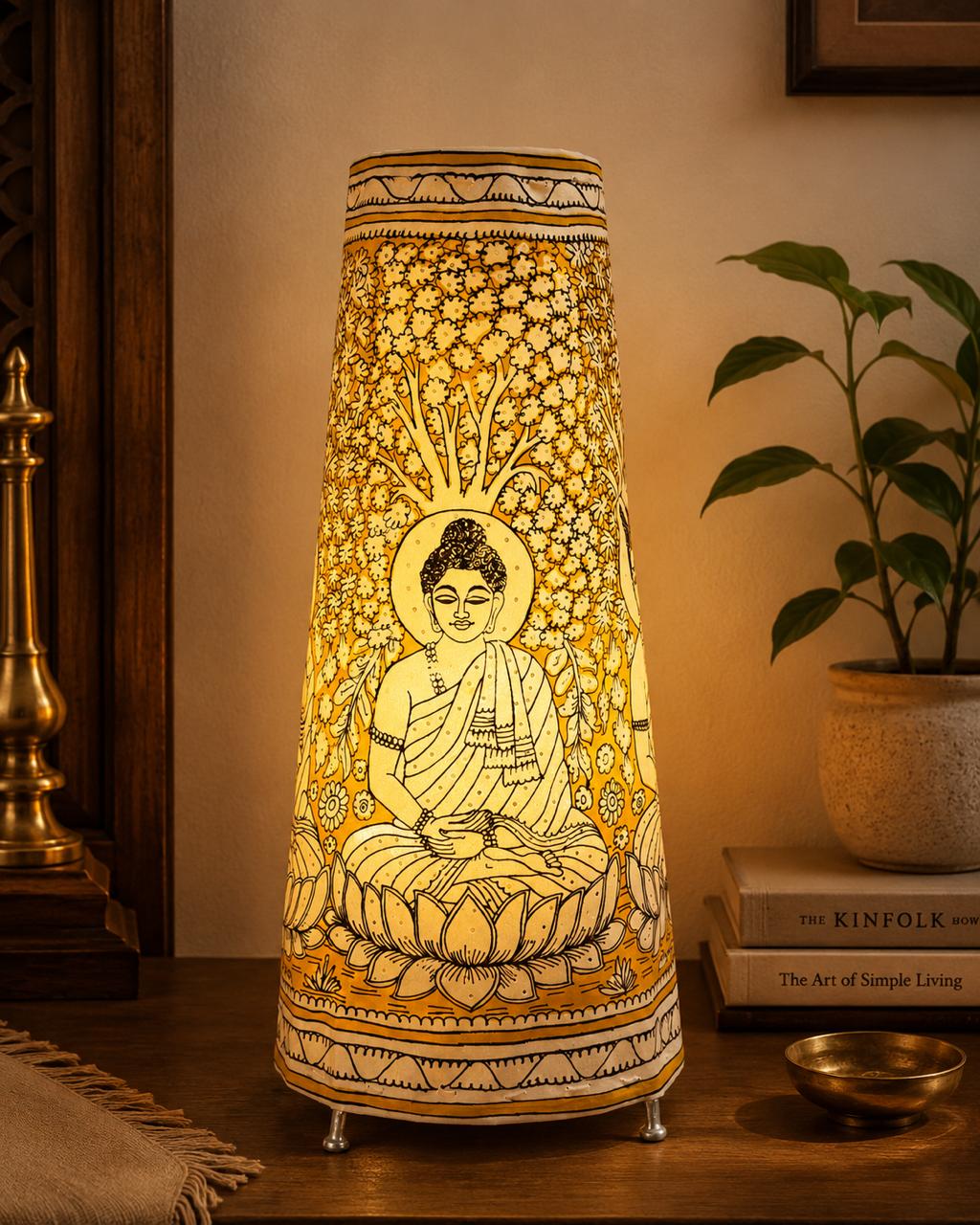 Minimalist Buddha Tholu Bommalata Floor Lamp Yellow 25 Inch
