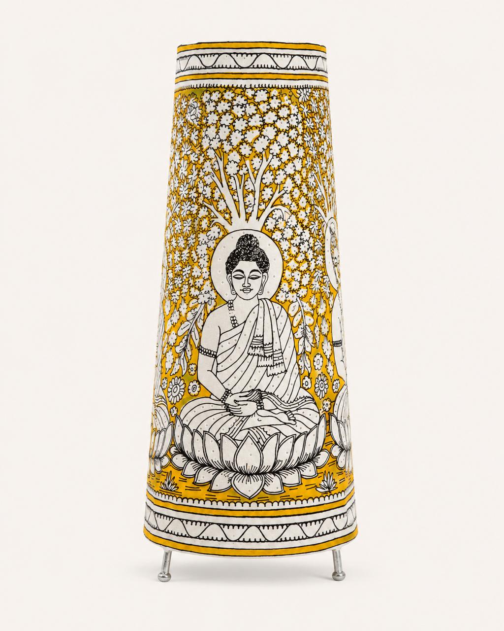 Minimalist Buddha Tholu Bommalata Floor Lamp Yellow 25 Inch