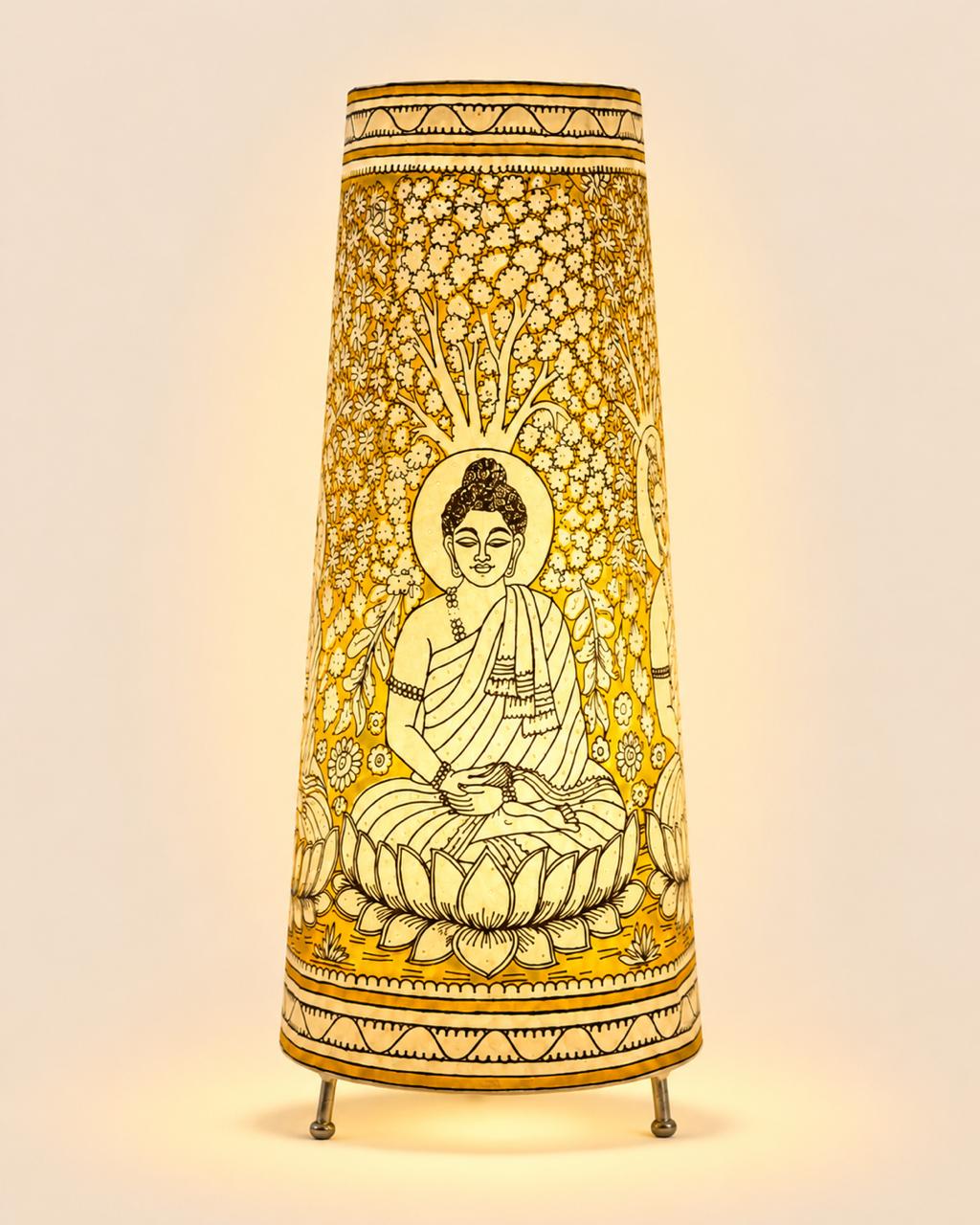 Minimalist Buddha Tholu Bommalata Floor Lamp Yellow 25 Inch