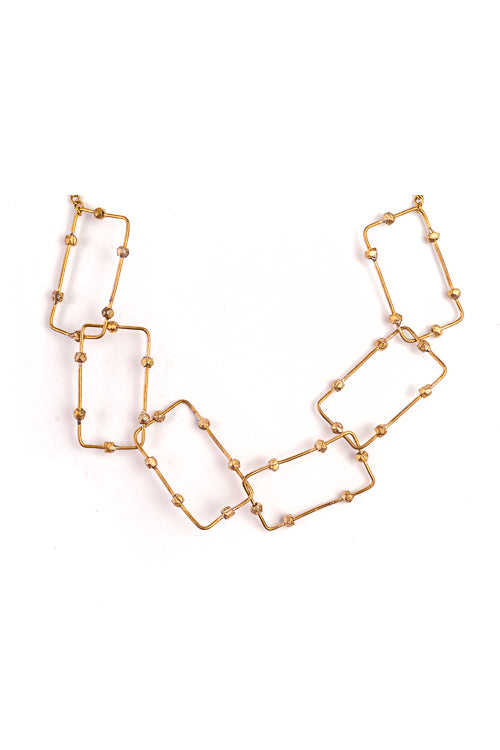 Handcrafted Square Rings Designed with Beads Meadows Brass Necklace