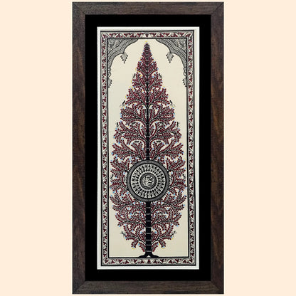 Mystical Splendor: Handpainted Tribal Pattachitra - Red Tree of Life