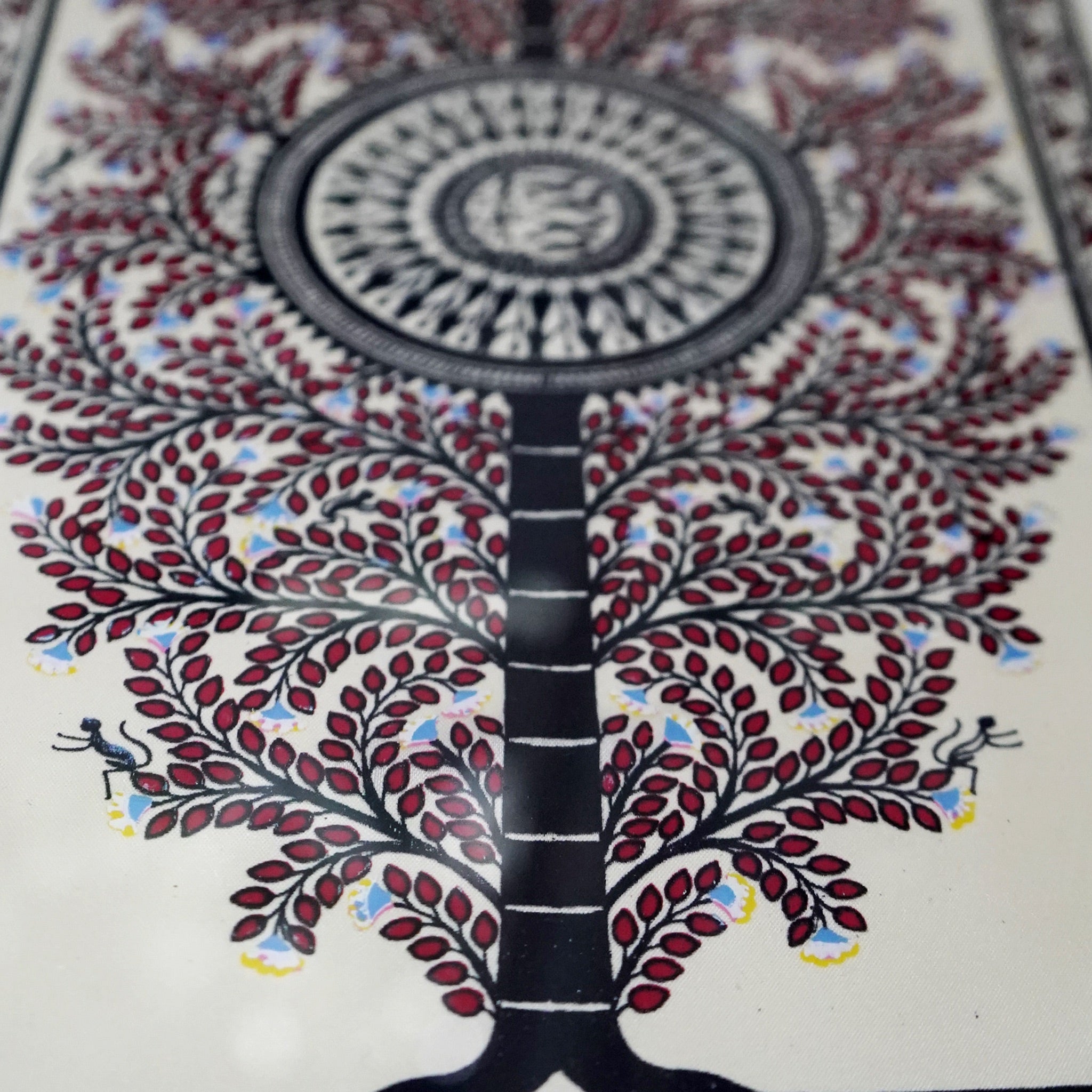 Mystical Splendor: Handpainted Tribal Pattachitra - Red Tree of Life