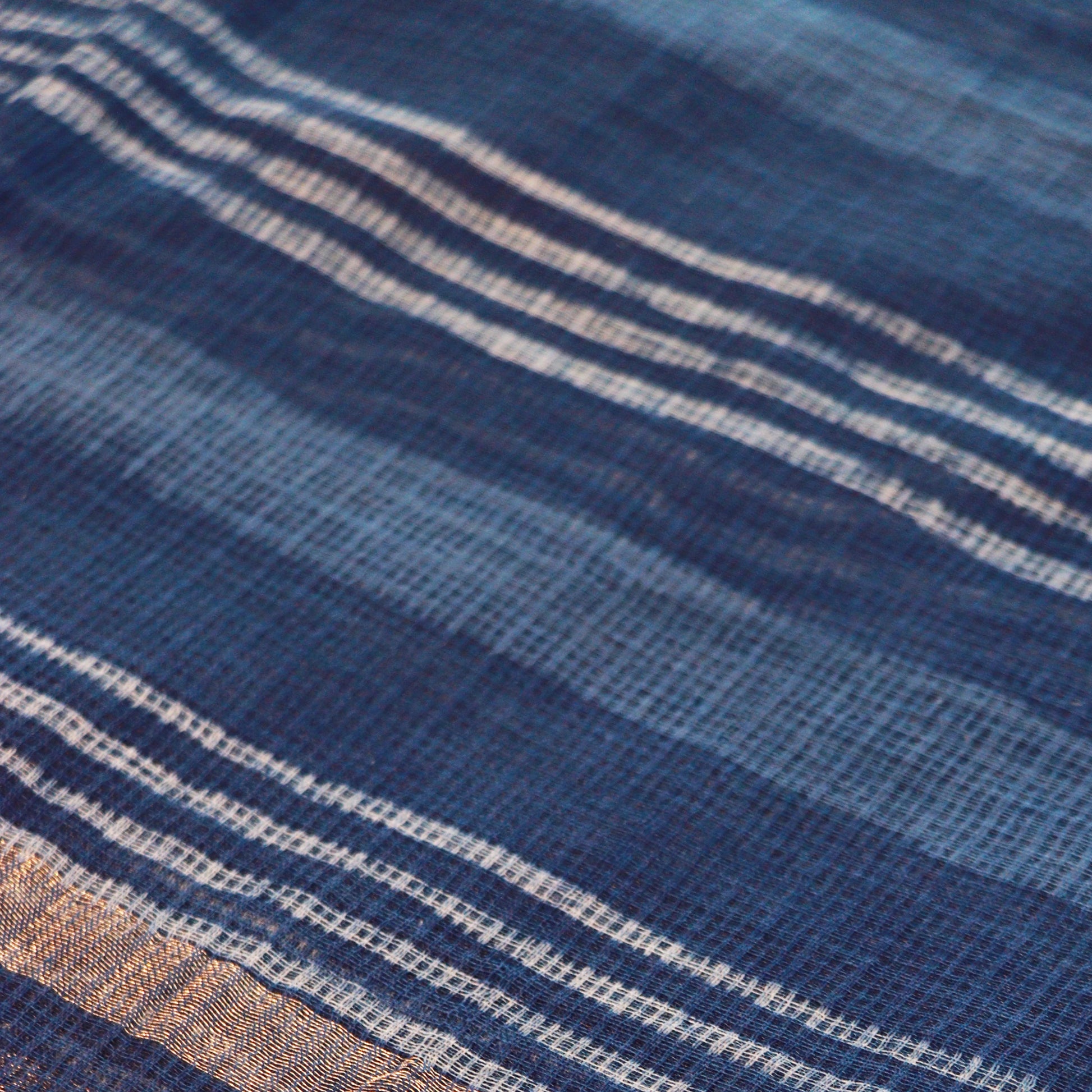 Shop Indigo Blue Kotadoria Dupatta: Zig Zag Block Print Online