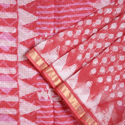 Shop elegant red Kotadoria cotton saree