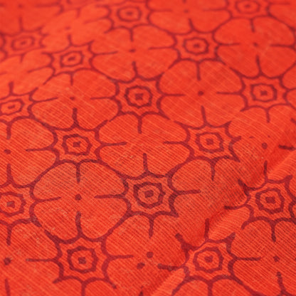 Shop bright red Kotadoria cotton saree showcasing traditional design