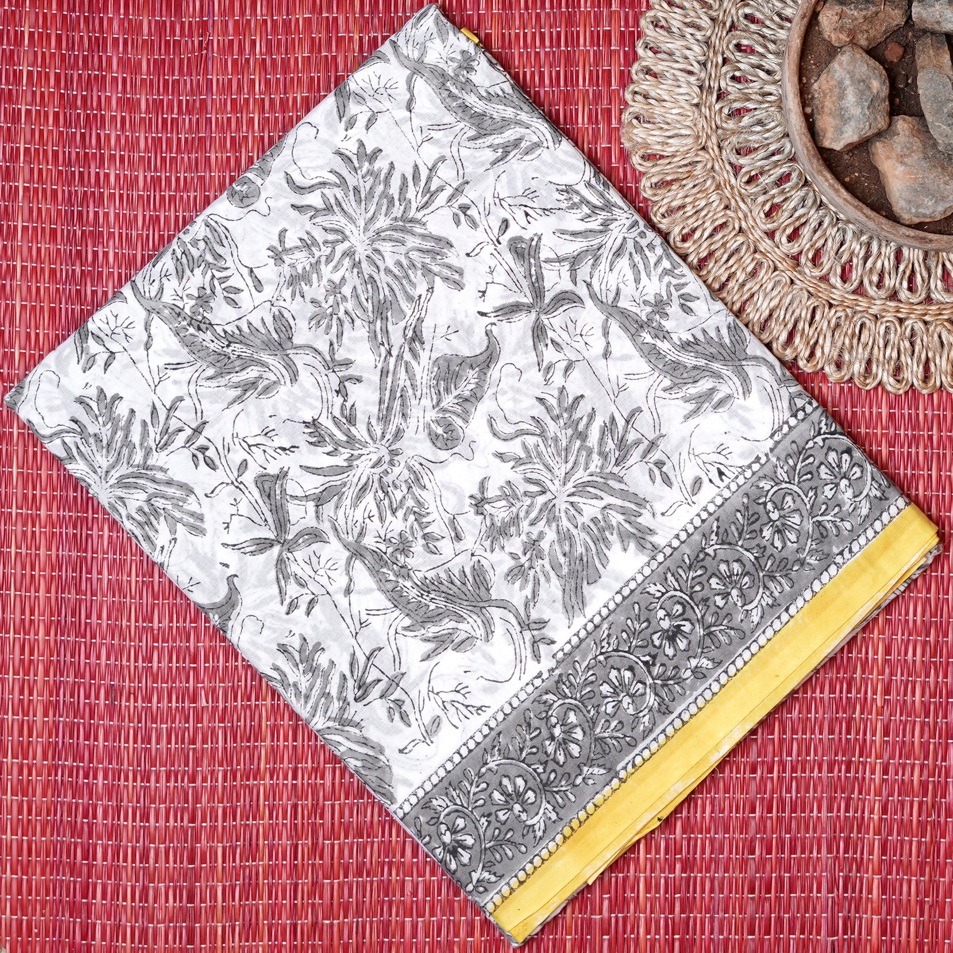 Shop Sophisticated White and Grey Mul Cotton Saree, perfect for any occasion