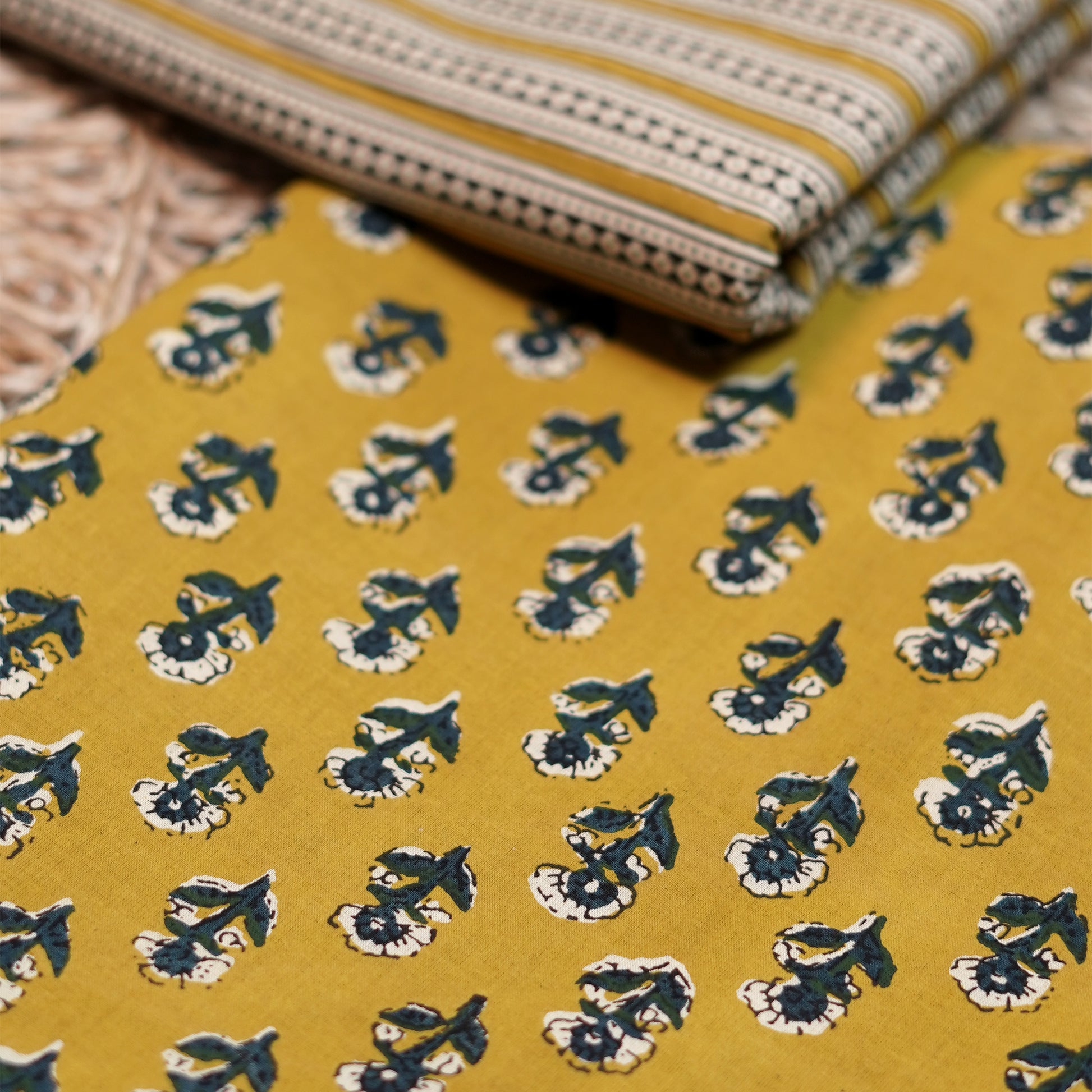 Shop Cotton Suit Sets - Mustard Yellow Online