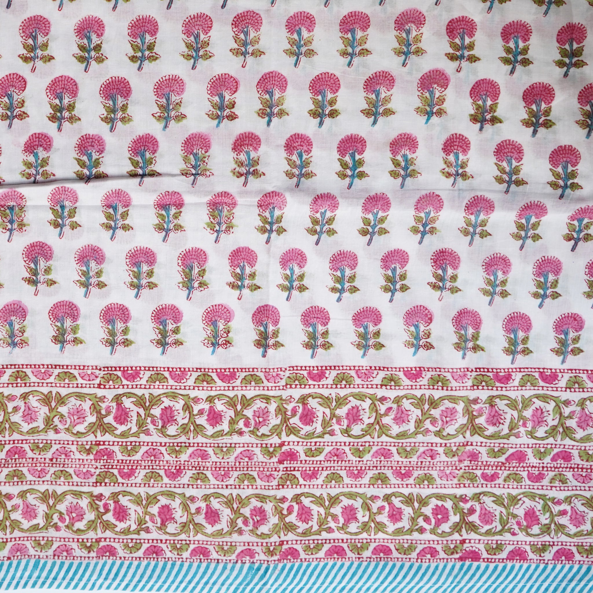 Shop Pink Flower Hand Block-printed Chambric Dupatta Online