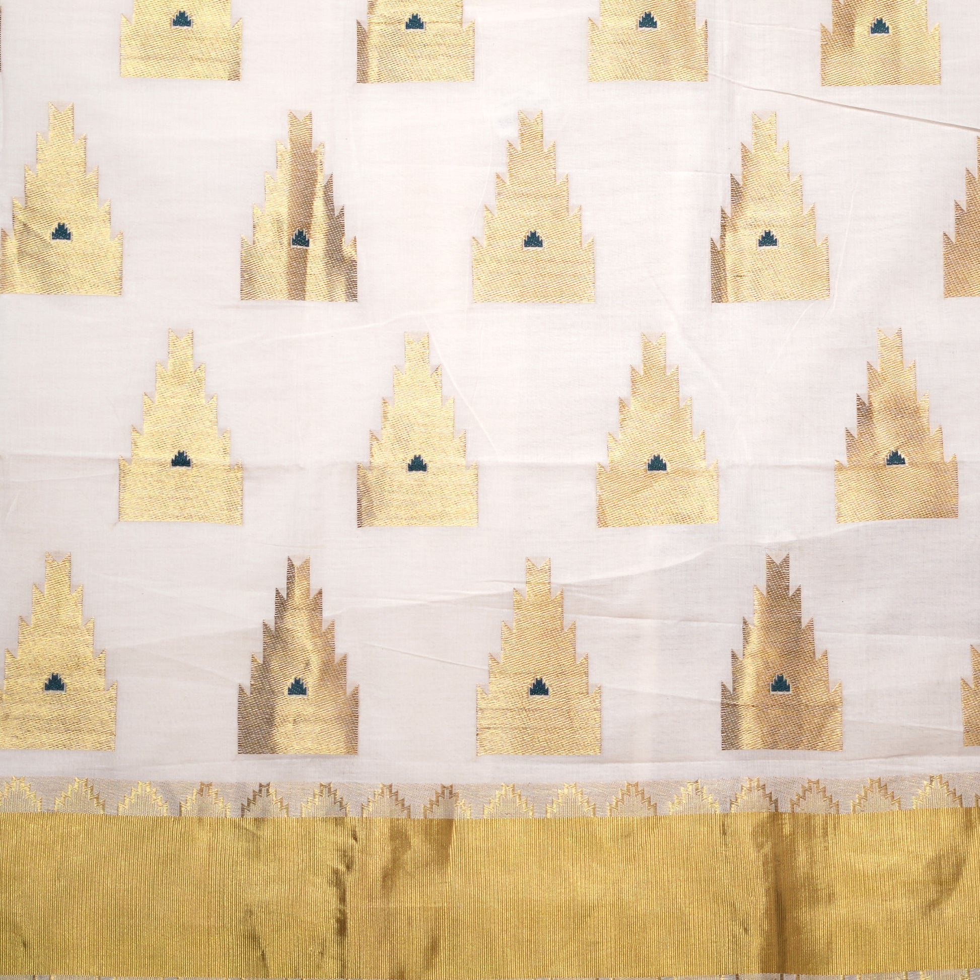 Shop Elegant Kerala Kasavu White Zari Gopuram Saree Online