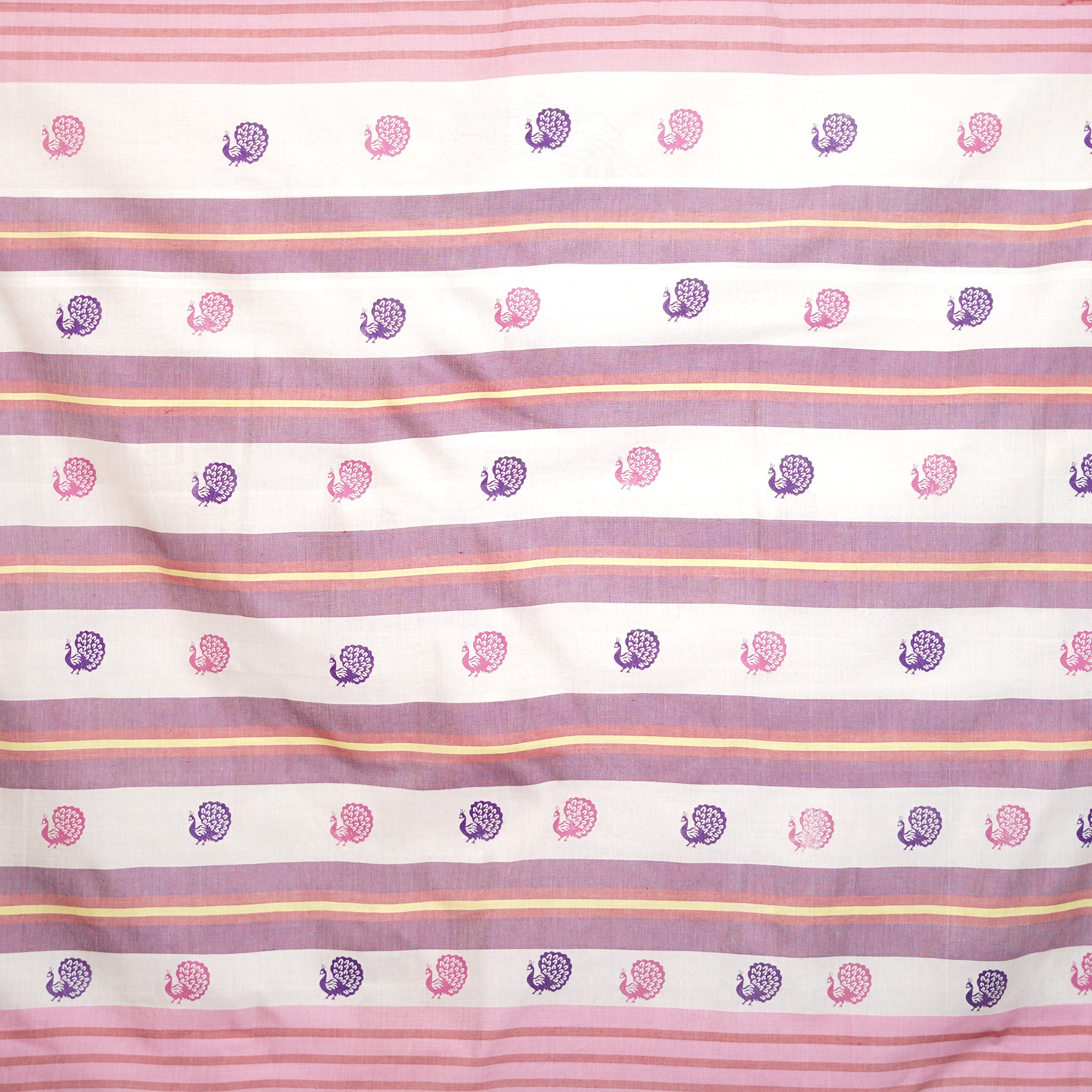 Shop Authentic Kerala Handloom Peacock Print Cotton Saree Online