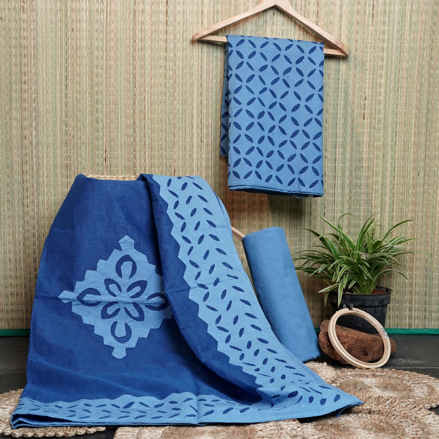 Shop Applique Cotton Suit Sets - Blue Online