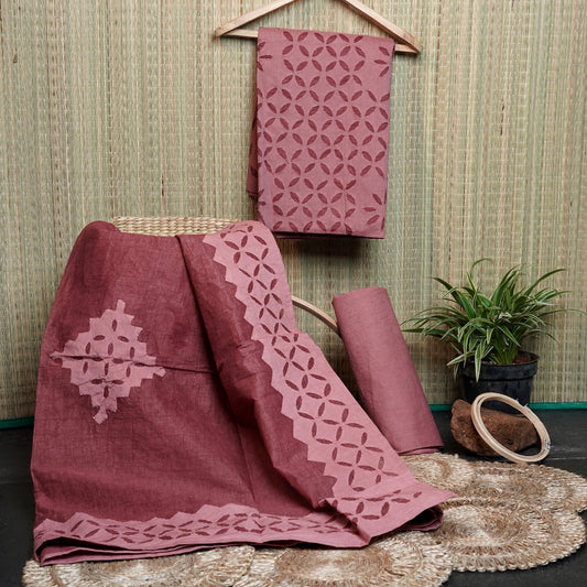 Shop Applique Cotton Suit Sets - Mauve Pink Online