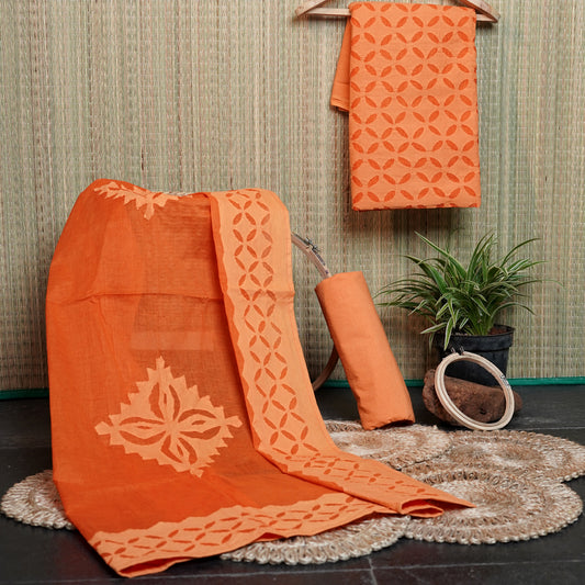 Shop Applique Cotton Suit Sets - Zesty Orange Online