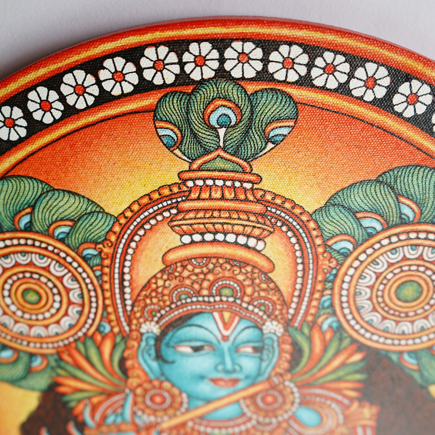 Kerala Mural Masterpiece: Lord Krishna (Dia - 16 inches)